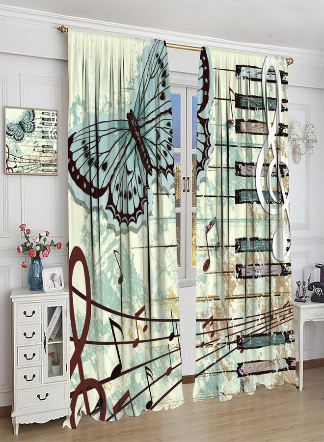 KANEPE Music Curtain, Vintage Rustic Music Notes Piano Key Butterfly Window Treatments, Rod Pocket Thermal Insulated Drapes 2 Panel Sets for Bedroom Living Room, 42" W x 45" L【Decor】 - Image 5